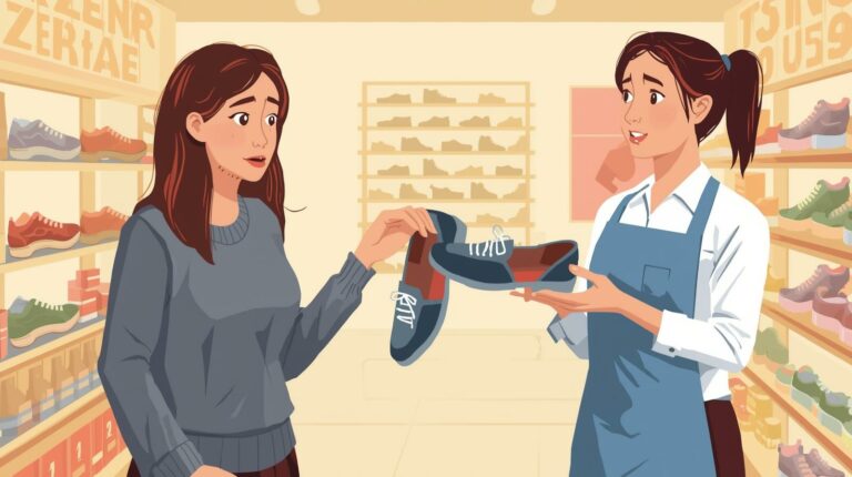 sales assistant who offers a customer shoes in the wrong size, to symbolize the need for cognitive ergonomics